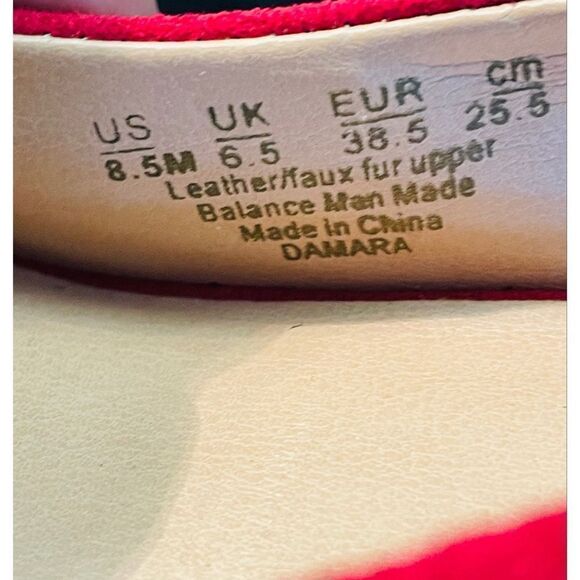 Franco Sarto Suede Slingback Heels Size 8.5 M NWT 3" Heel Red With Faux Fur Poof - Picture 5 of 11